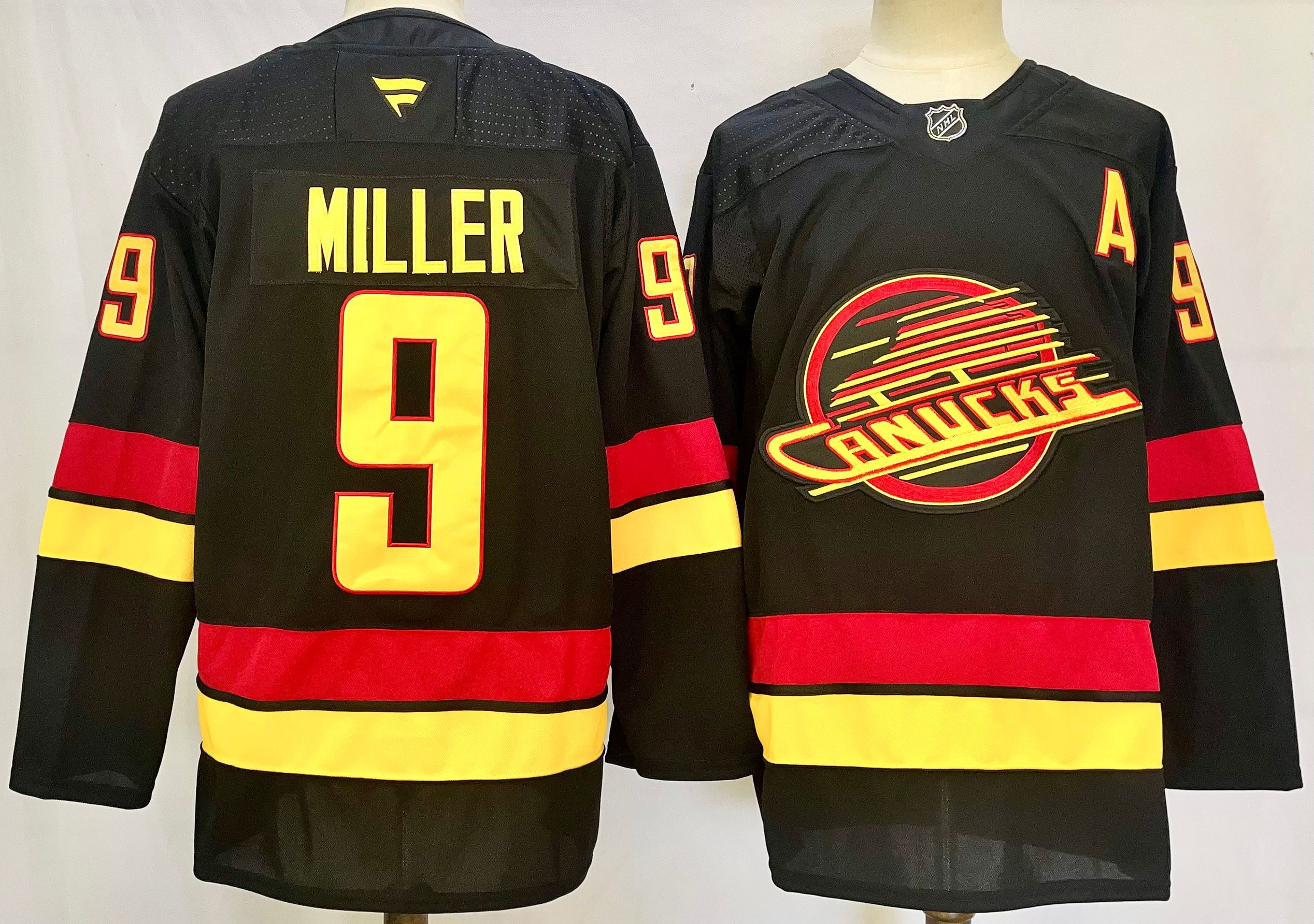 Men Vancouver Canucks 9 Miller Black 2025 Home Premier Player NHL Jersey